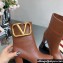 Valentino High Heel Ankle Boots In Calfskin Leather Brown with VLogo Signature detail 2023