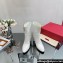 Valentino High Heel Ankle Boots In Calfskin Leather White with VLogo Signature detail 2023