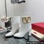 Valentino High Heel Ankle Boots In Calfskin Leather White with VLogo Signature detail 2023