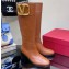 Valentino Boots In Calfskin Leather Brown with VLogo Signature detail 2023