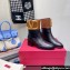 Valentino Ankle Boots In Calfskin Leather Black/Brown with VLogo Signature detail 2023