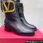Valentino Ankle Boots In Calfskin Leather Black with VLogo Signature detail 2023