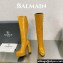 Balmain Heel 13.5cm platform 3.5cm Brune leather boots Khaki 2023
