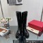 Valentino VLogo Calfskin Boots Patent Black Cut-out leg decorated with VLogo Type accessory 2023
