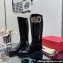 Valentino VLogo Calfskin Boots Patent Black Cut-out leg decorated with VLogo Type accessory 2023