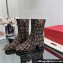Valentino VLogo Type Ankle Boots in Toile Iconographe fabric Beige/Coffee 2023