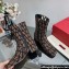 Valentino VLogo Type Ankle Boots in Toile Iconographe fabric Beige/Coffee 2023