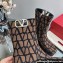 Valentino VLogo Type Ankle Boots in Toile Iconographe fabric Beige/Coffee 2023