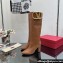 Valentino High Heel Boots In Calfskin Leather Brown with VLogo Signature detail 2023