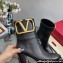 Valentino High Heel Ankle Boots In Calfskin Leather Black with VLogo Signature detail 2023