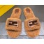 Fendi Baguette sheepskin slides Brown 2023