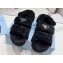 Prada Enameled metal triangle logo shearling sandals 1X737M Black 2023