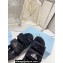 Prada Enameled metal triangle logo shearling sandals 1X737M Black 2023