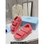 Prada Enameled metal triangle logo shearling sandals 1X737M Pink 2023