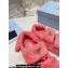 Prada Enameled metal triangle logo shearling sandals 1X737M Pink 2023