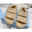 Prada Enameled metal triangle logo shearling sandals 1X737M Beige 2023