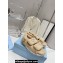 Prada Enameled metal triangle logo shearling sandals 1X737M Beige 2023
