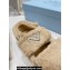 Prada Enameled metal triangle logo shearling sandals 1X737M Beige 2023