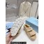 Prada Enameled metal triangle logo shearling sandals 1X737M Beige 2023
