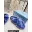 Prada Enameled metal triangle logo shearling Crisscross sandals 1XX600 Blue 2023