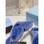 Prada Enameled metal triangle logo shearling Crisscross sandals 1XX600 Blue 2023