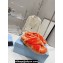 Prada Enameled metal triangle logo shearling Crisscross sandals 1XX600 Orange 2023