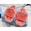 Prada Enameled metal triangle logo shearling Slide sandals Pink 2023
