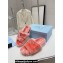 Prada Enameled metal triangle logo shearling Slide sandals Pink 2023