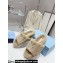 Prada Enameled metal triangle logo shearling Slide sandals Beige 2023
