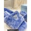 Prada Enameled metal triangle logo shearling Slide sandals Blue 2023