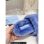 Prada Enameled metal triangle logo shearling Slide sandals Blue 2023