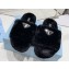 Prada Enameled metal triangle logo shearling Slide sandals Black 2023