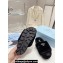 Prada Enameled metal triangle logo shearling Slide sandals Black 2023