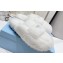 Prada Enameled metal triangle logo shearling padded sabots slippers White 2023
