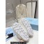 Prada Enameled metal triangle logo shearling padded sabots slippers White 2023