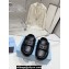 Prada Enameled metal triangle logo shearling Lining padded sabots slippers Black 2023