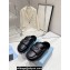 Prada Enameled metal triangle logo shearling Lining padded sabots slippers Black 2023