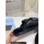 Prada Enameled metal triangle logo shearling Lining padded sabots slippers Black 2023