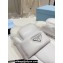 Prada Enameled metal triangle logo shearling Lining padded sabots slippers White 2023
