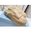 Prada Enameled metal triangle logo shearling Lining padded sabots slippers Beige 2023