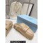 Prada Enameled metal triangle logo shearling Lining padded sabots slippers Beige 2023