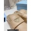 Prada Enameled metal triangle logo shearling Lining padded sabots slippers Beige 2023
