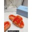 Prada Enameled metal triangle logo shearling padded slides Orange 2023