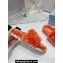 Prada Enameled metal triangle logo shearling padded slides Orange 2023