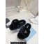Prada Enameled metal triangle logo shearling padded slides Black 2023