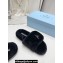 Prada Enameled metal triangle logo shearling padded slides Black 2023