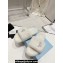 Prada Enameled metal triangle logo shearling padded slides White 2023