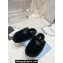 Prada Enameled metal triangle logo shearling padded slippers Black 2023