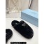 Prada Enameled metal triangle logo shearling padded slippers Black 2023