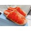 Prada Enameled metal triangle logo shearling padded slippers Orange 2023